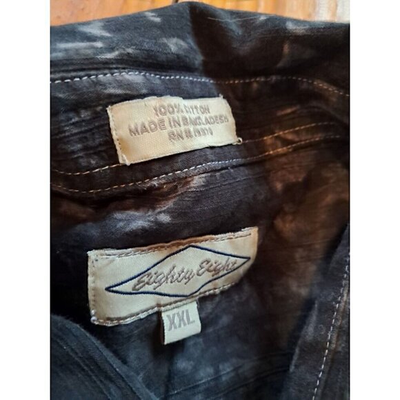 Eighty Eight Wing Black Tie Dye Long Button Up Shirt Top Mens Size XXL Y2k Goth - Picture 3 of 3